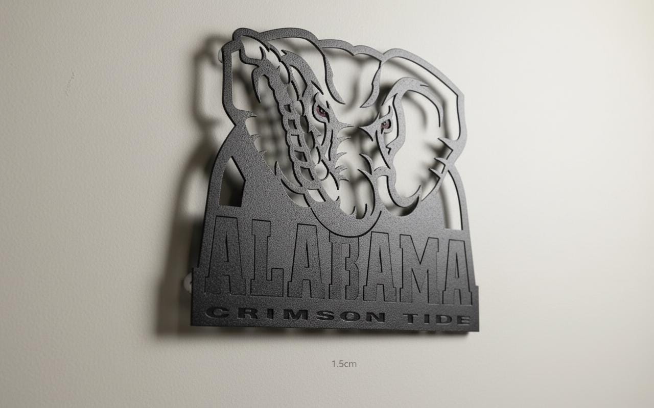 Alabama Crimson Tide Wall Art - University Logo Game Room Decor & Gift