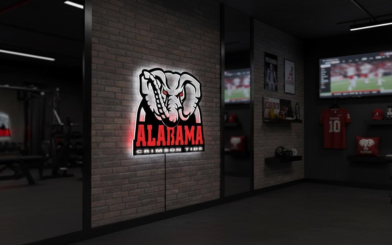 Alabama Crimson Tide Wall Art - University Logo Game Room Decor & Gift