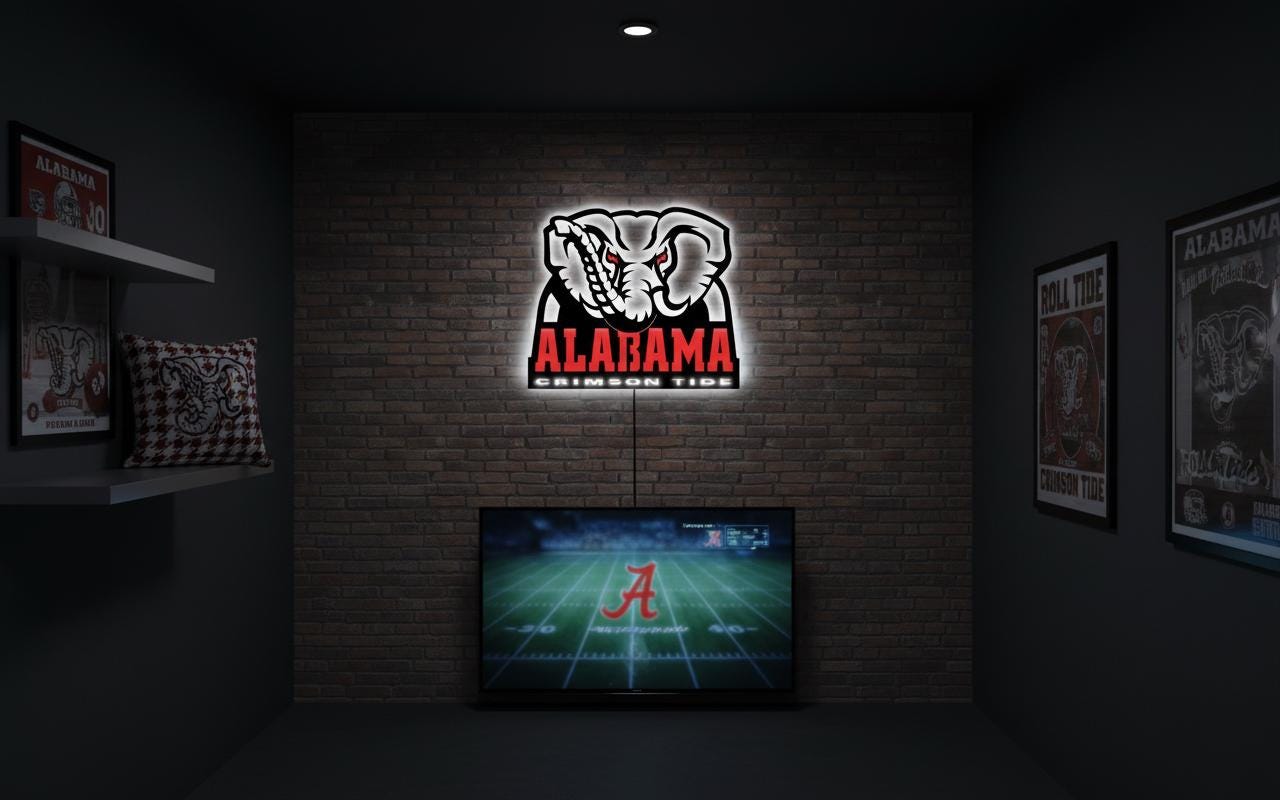 Alabama Crimson Tide Wall Art - University Logo Game Room Decor & Gift