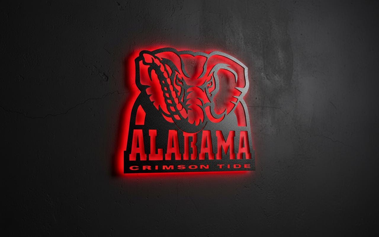 Alabama Crimson Tide Wall Art - University Logo Game Room Decor & Gift